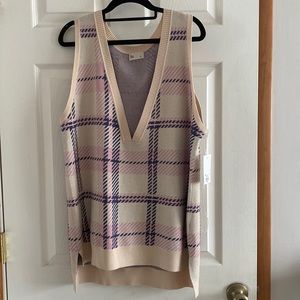 plaid v-neck sweater vest